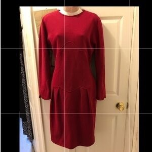 Oscar De La Renta Union made in the USA vintage red wool dress size 8